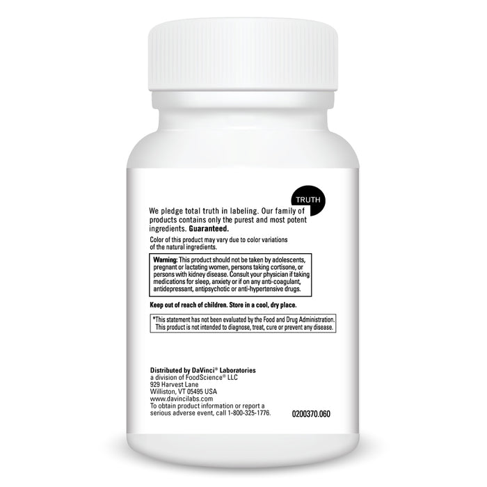 DaVinci Labs Melatonin-3 60 capsules warnings label