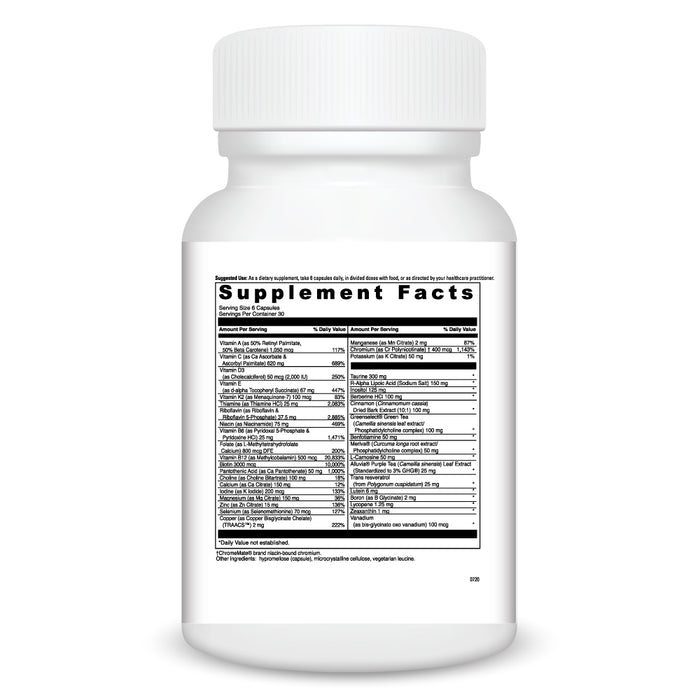 DaVinci Labs Metabolic Multi 180 capsules supplement facts label