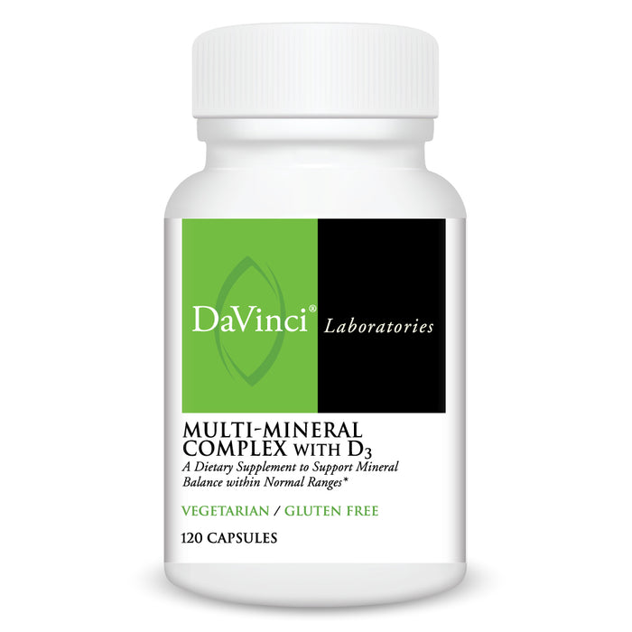 DaVinci Labs Multi-Mineral Complex with D3, 120 capsules, front of bottle
