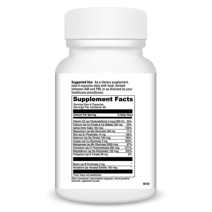 DaVinci Labs Multi-Mineral Complex with D3 120 capsules supplement facts label