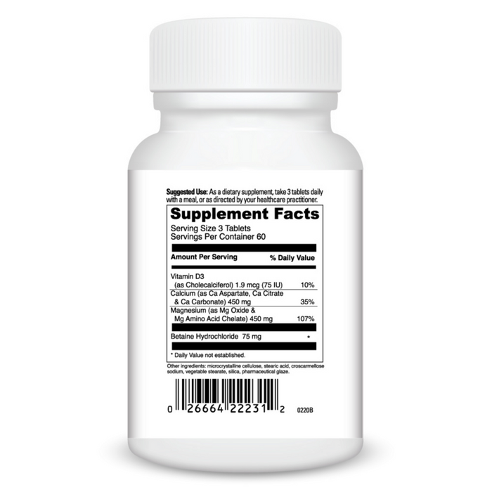 DaVinci Labs Multi-Source Cal Mag 180 tablets supplement facts label