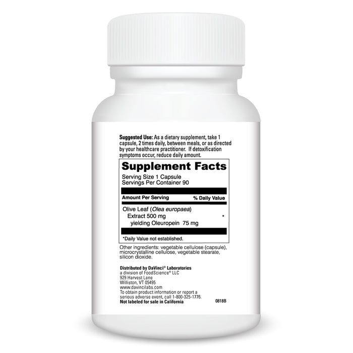 DaVinci Labs Olivir 15 90 capsules supplement facts label