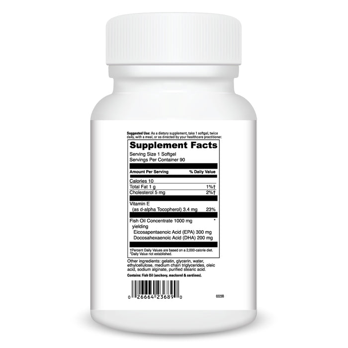 DaVinci Labs Omega-3 1000 90 softgels supplement facts label