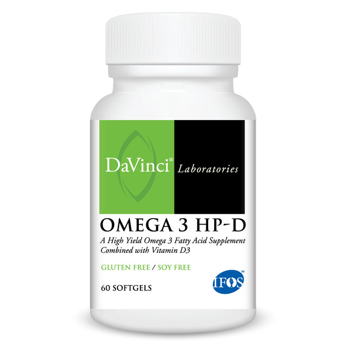 DaVinci Labs Omega 3 HP-D, 60 softgels, front of bottle