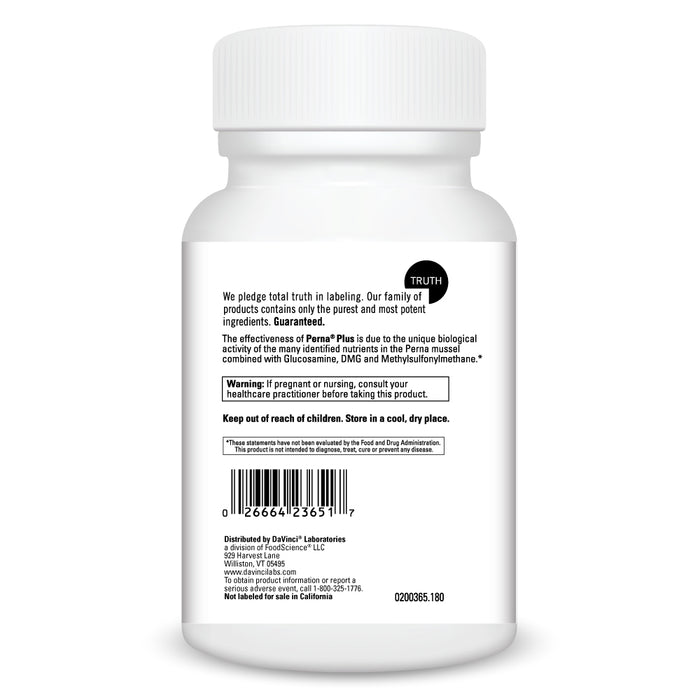 DaVinci Labs Perna Plus 180 tablets warnings label