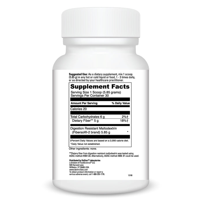 DaVinci Labs Prebiotic Fiber 176 g supplement facts label
