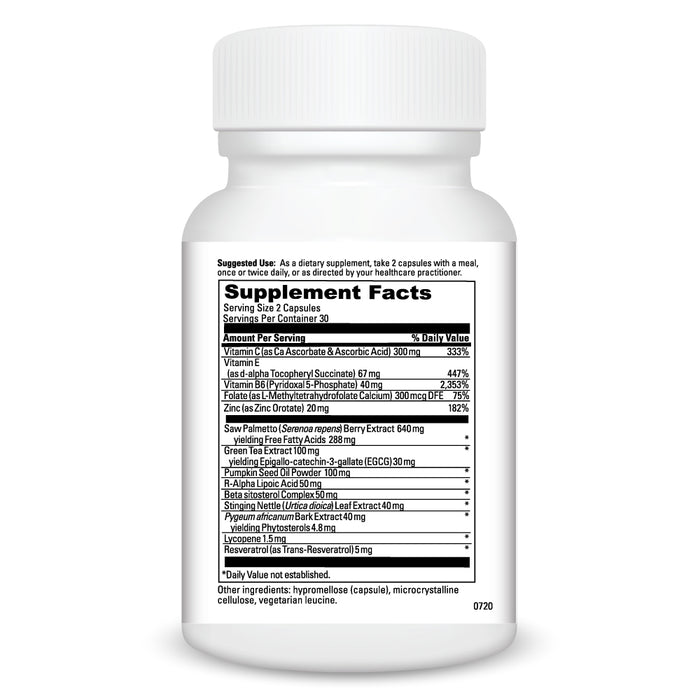 DaVinci Labs Prostate Health 60 veg capsules supplement facts label