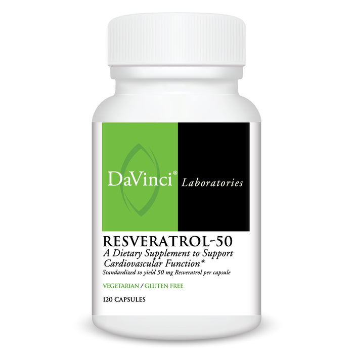DaVinci Labs Resveratrol-50, 120 capsules, front of bottle