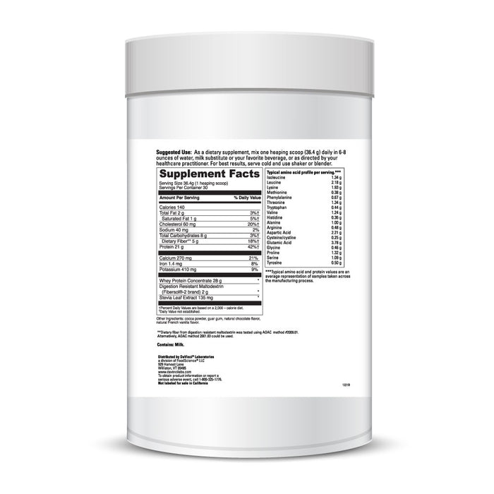 DaVinci Labs Right Whey Creamy Chocolate 30 servings supplement facts label