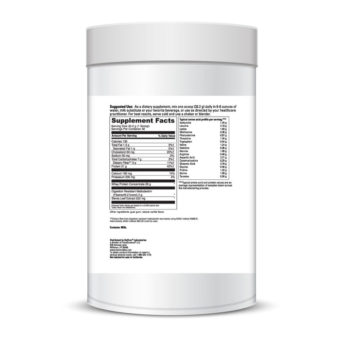 DaVinci Labs Right Whey Vanilla 30 servings supplement facts label