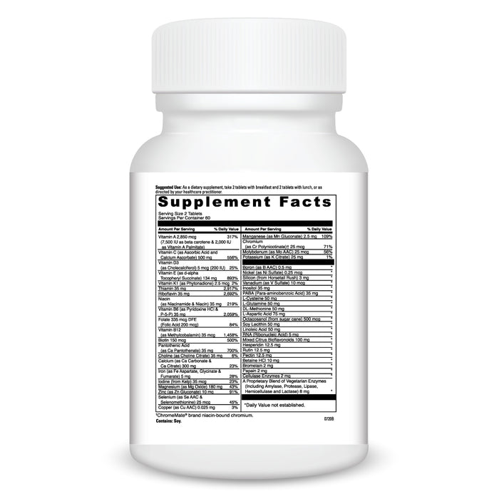 DaVinci Labs Spectra 120 tablets supplement facts label