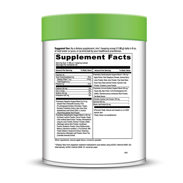 DaVinci Labs Spectra Greens 30 servings supplement facts label