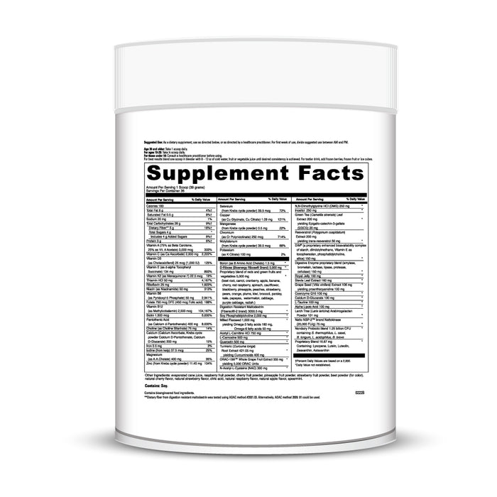 DaVinci Labs Spectra Infinite Nutrition 3.09 lb supplement facts label