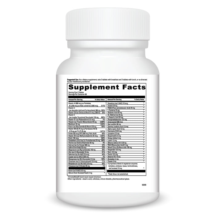 DaVinci Labs Spectra Senior 180 tablets supplement facts label