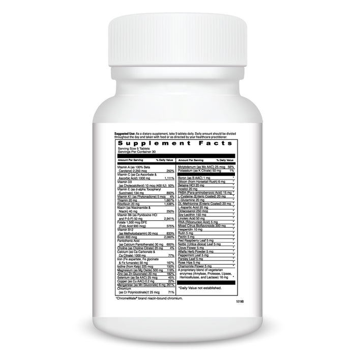 DaVinci Labs Ultimate Prenatal 150 tablets supplement facts label