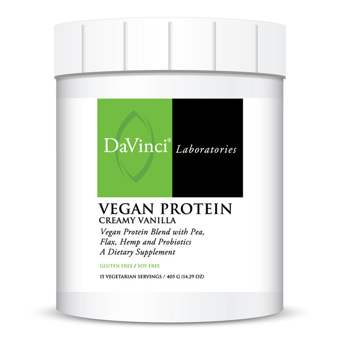 DaVinci Labs Vegan Protein Creamy Vanilla, 15 servings, front of container