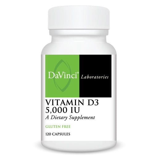 DaVinci Labs Vitamin D3 5,000 IU, 120 capsules, front of bottle