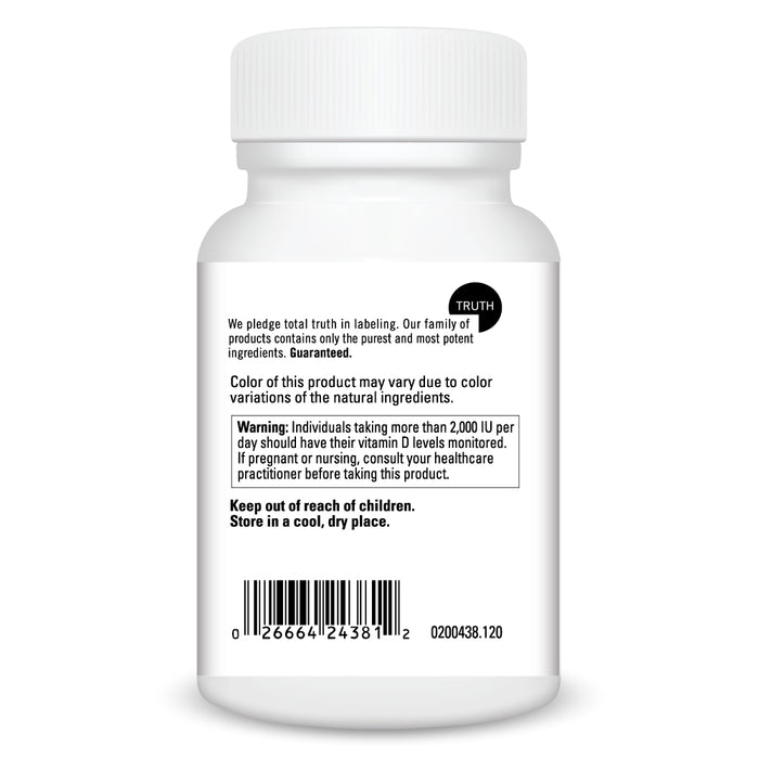 DaVinci Labs Vitamin D3 5,000 IU 120 capsules warnings label