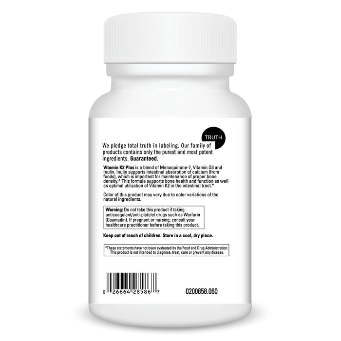 DaVinci Labs Vitamin K2 Plus 60 capsules warnings label