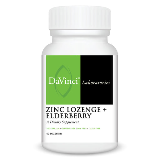 DaVinci Labs Zinc Lozenge + Elderberry, 60 lozenges, front of bottle