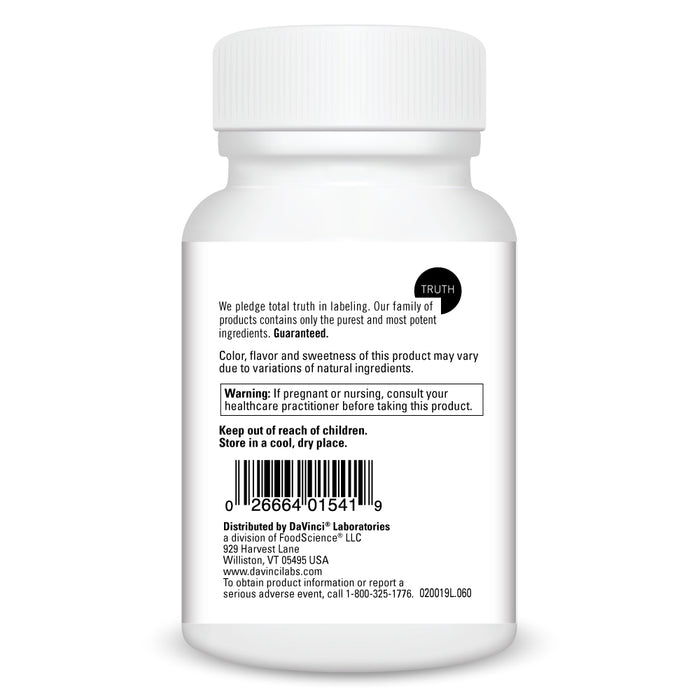 DaVinci Labs Zinc Lozenge + Elderberry 60 lozenges warnings label