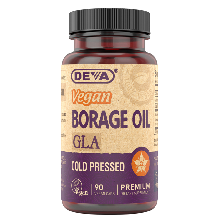 Deva Nutrition Vegan Borage Oil, 90 capsules, front of bottle
