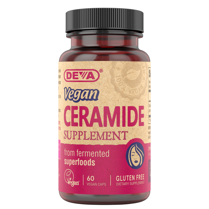 Deva Nutrition Vegan Ceramide Skin Supplement, 60 capsules, front of bottle