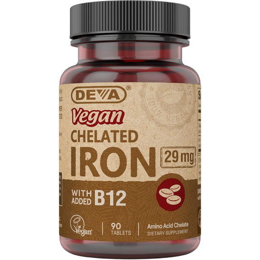 Deva Nutrition Vegan Chelated Iron, 90 tablets, front of bottle