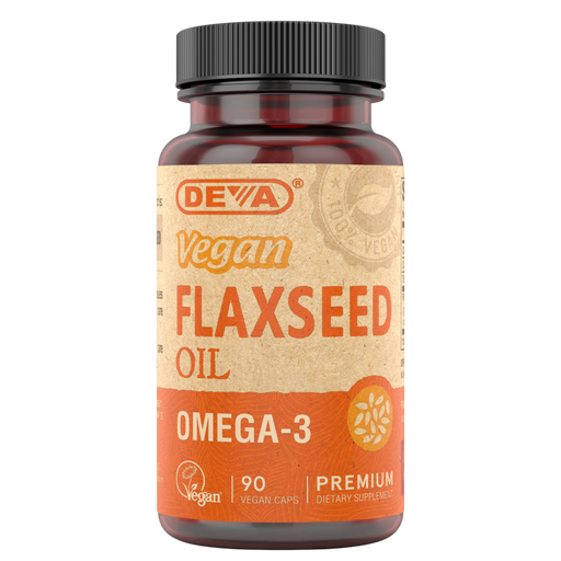 Deva Nutrition Vegan Flax Seed Oil, 90 capsules, front of bottle