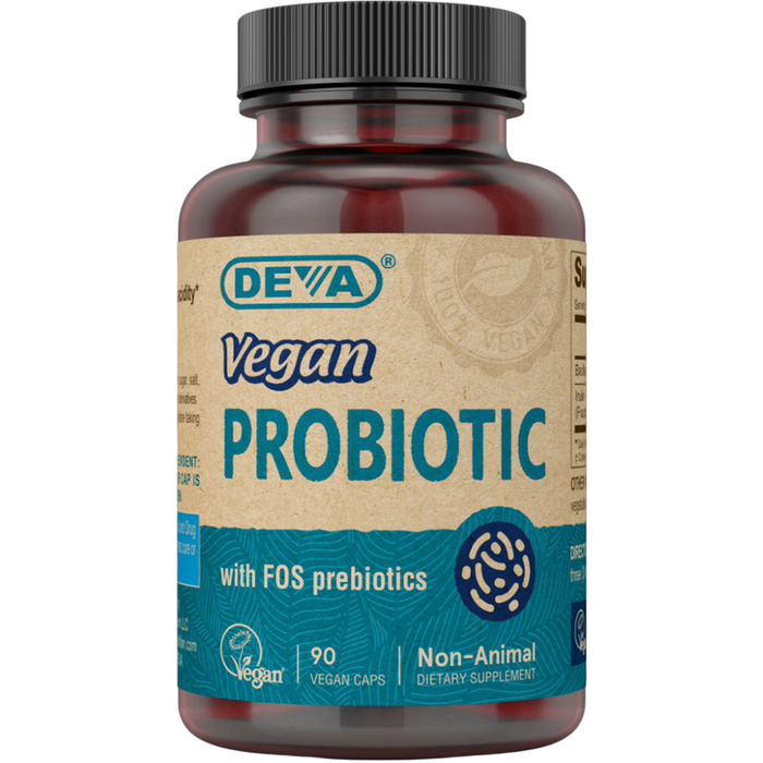 Deva Nutrition Vegan Probiotic with Prebiotic, 90 capsules, front of bottle