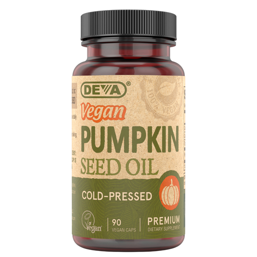 Deva Nutrition Vegan Pumpkin Seed Oil, 90 capsules, front of bottle