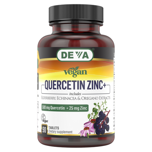 Deva Nutrition Vegan Quercetin Zinc+, 90 tablets, front of bottle