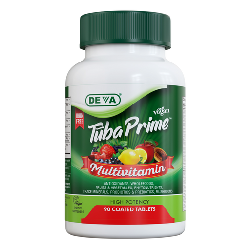 Deva Nutrition Vegan Tūba Prime Iron-Free, 90 tablets, front of bottle