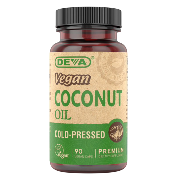 Deva Nutrition Vegan Virgin Coconut Oil, 90 capsules, front of bottle