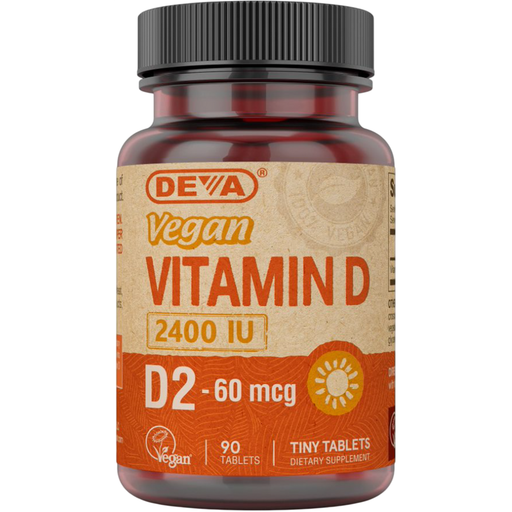 Deva Nutrition Vegan Vitamin D2, 90 tablets, front of bottle
