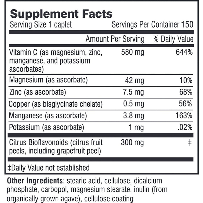 Doctor Wilson's Original Formulations Adrenal C Formula 500 mg 150 caplets supplement facts label