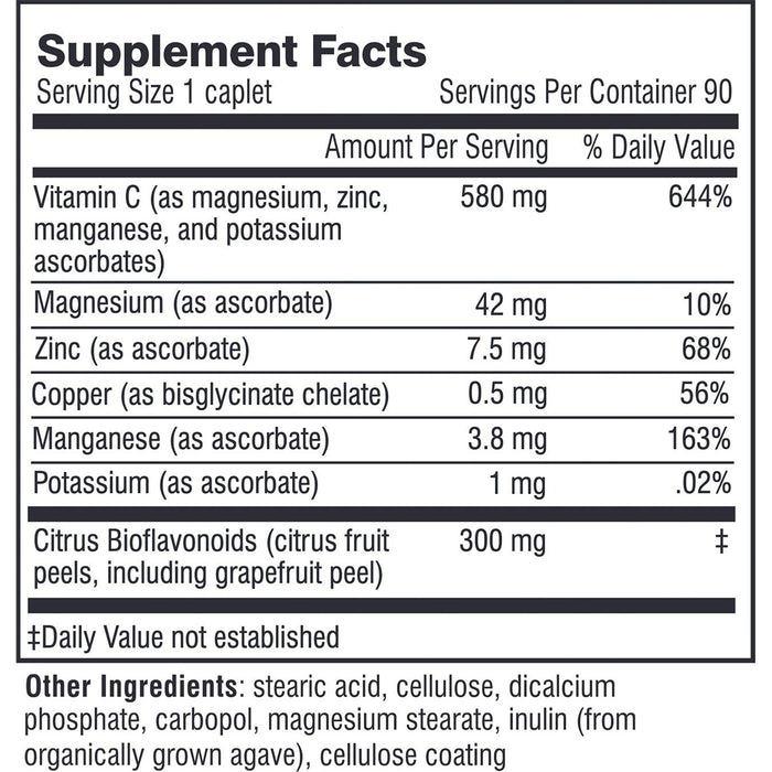 Doctor Wilson's Original Formulations Adrenal C Formula 500 mg 90 caplets supplement facts label