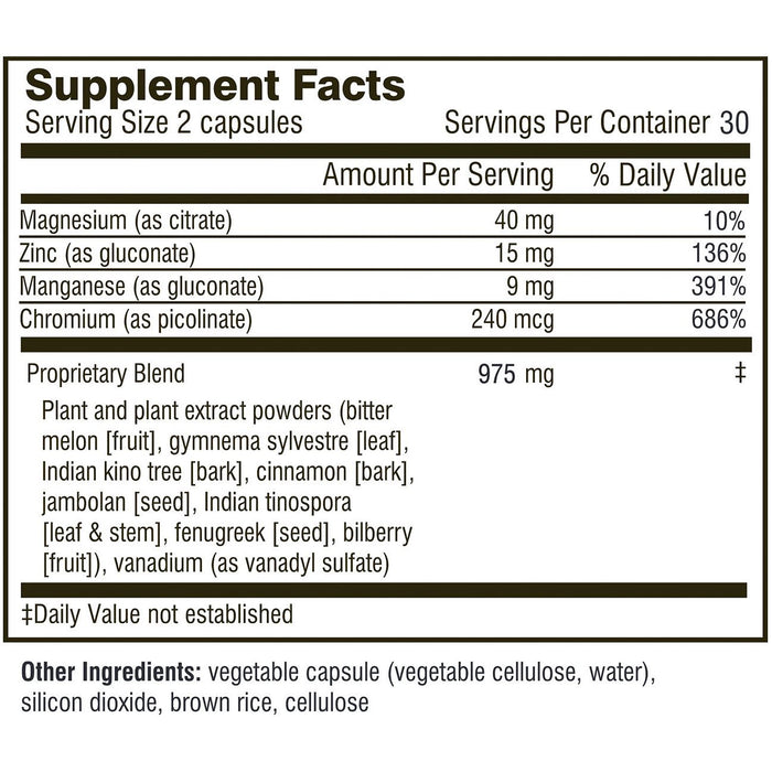 Doctor Wilson's Original Formulations Good Sugar 60 capsules supplement facts label