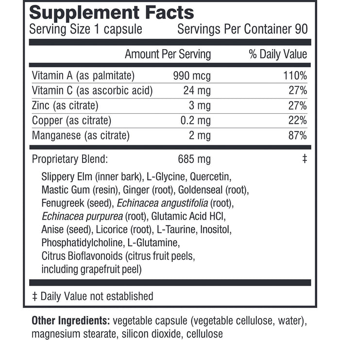Doctor Wilson's Original Formulations Inner Healing 90 capsules supplement facts label