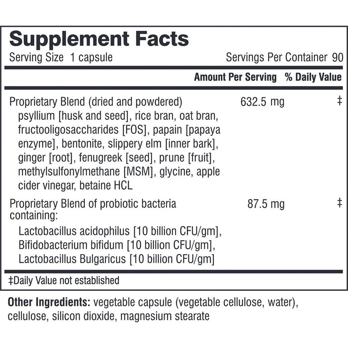 Doctor Wilson's Original Formulations Squeaky Clean 90 vegetarian capsules supplement facts label