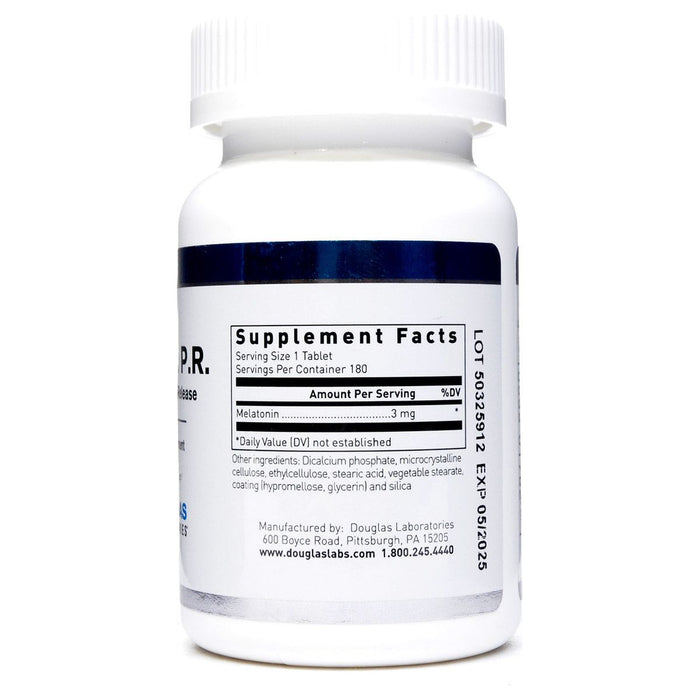 Douglas Labs Melatonin PR 3 mg 180 tablets supplement facts label