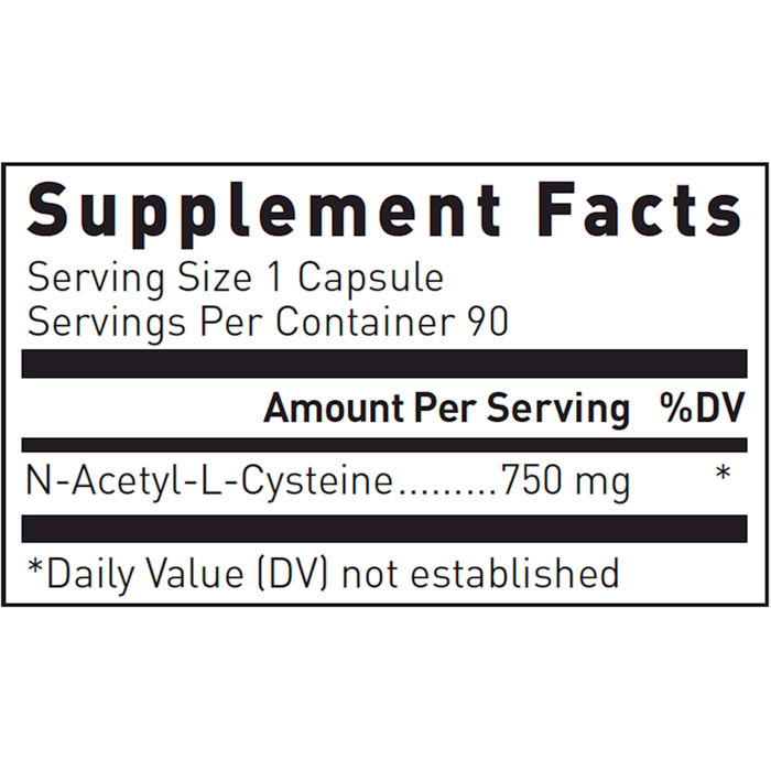 Douglas Labs N-Acetyl-L-Cysteine 900 mg 90 capsules supplement facts label