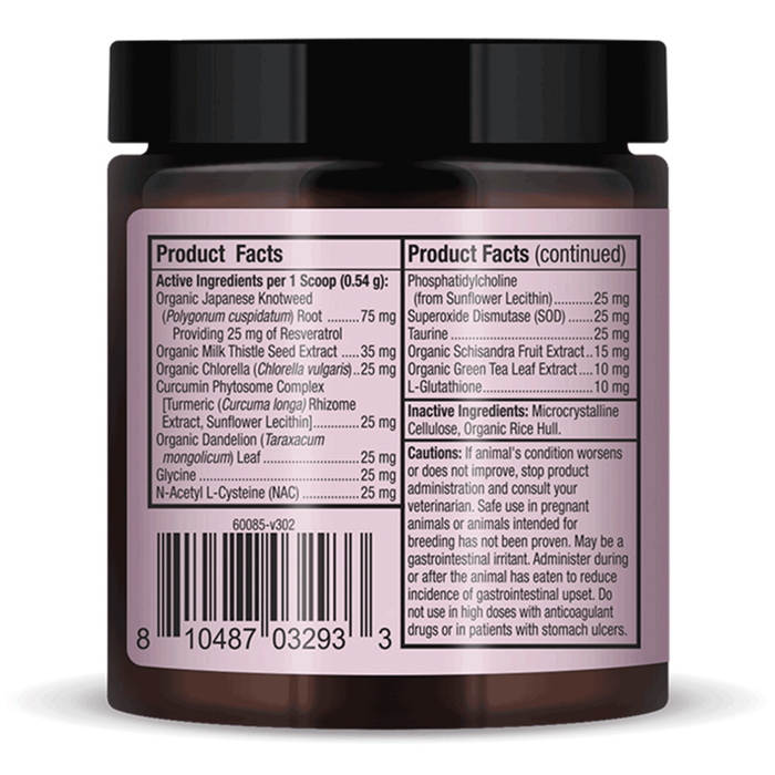 Dr. Mercola Bark & Whiskers Detox Support 1.8 oz product facts label