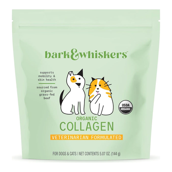 Dr. Mercola Bark & Whiskers Organic Collagen for Cats and Dogs, 5.07 oz, front of pouch