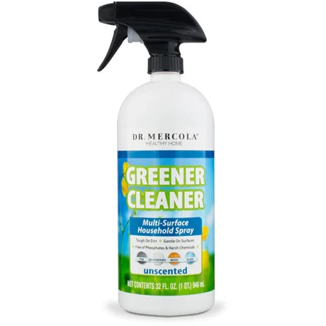 Dr. Mercola Greener Cleaner Spray Unscented, 32 fl oz, front of spray bottle