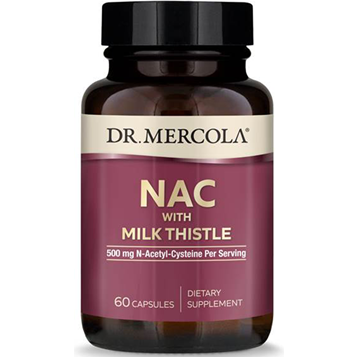 Dr. Mercola NAC with Milk Thistle, 60 capsules, front of bottle