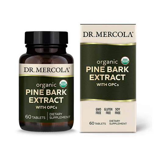 Dr. Mercola Organic Pine Bark Extract with OPCs, 60 tablets, front of bottle