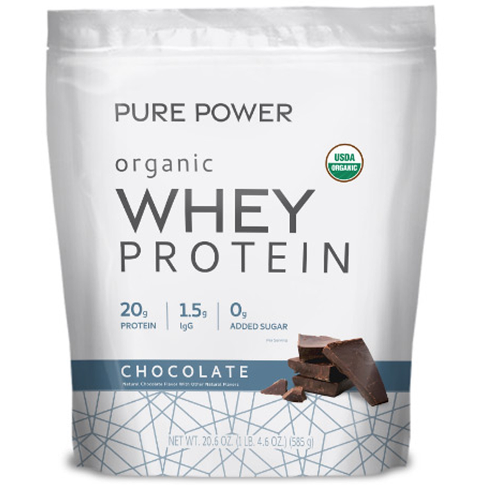 Dr. Mercola Pure Power Organic Whey Protein Chocolate, 585 g, front of package
