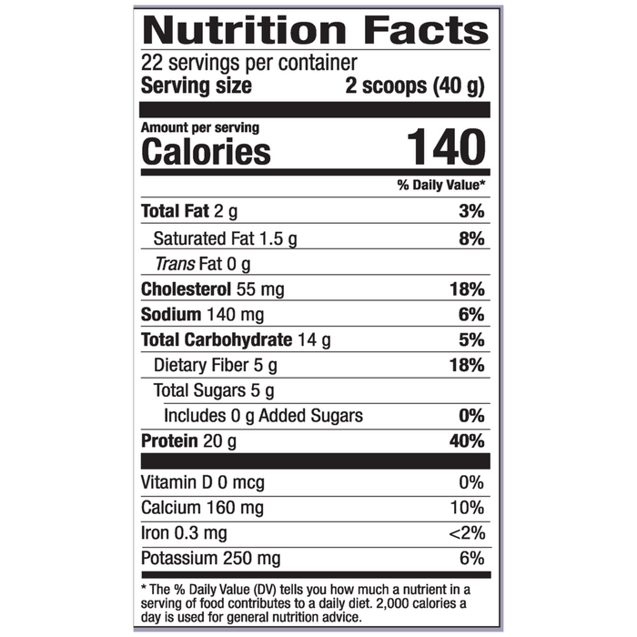 Dr. Mercola Pure Power Whey Protein Vanilla 31 oz nutrition facts label