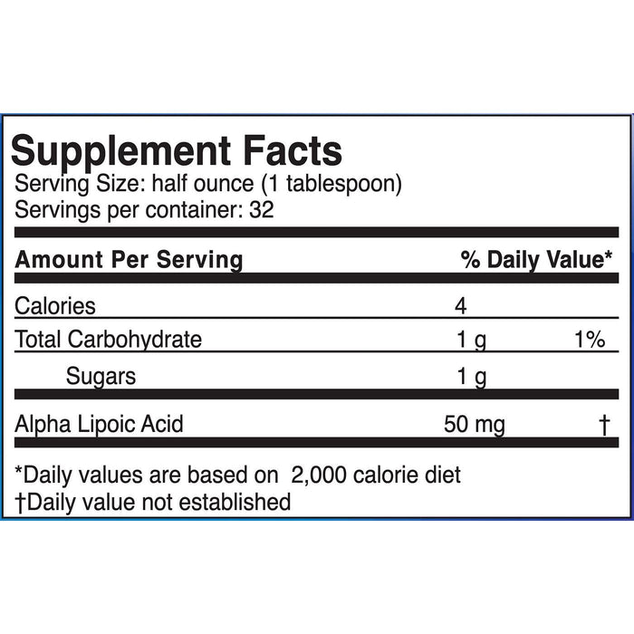 Dr.'s Advantage Liquid Alpha Lipoic Acid 16 fl oz supplement facts label